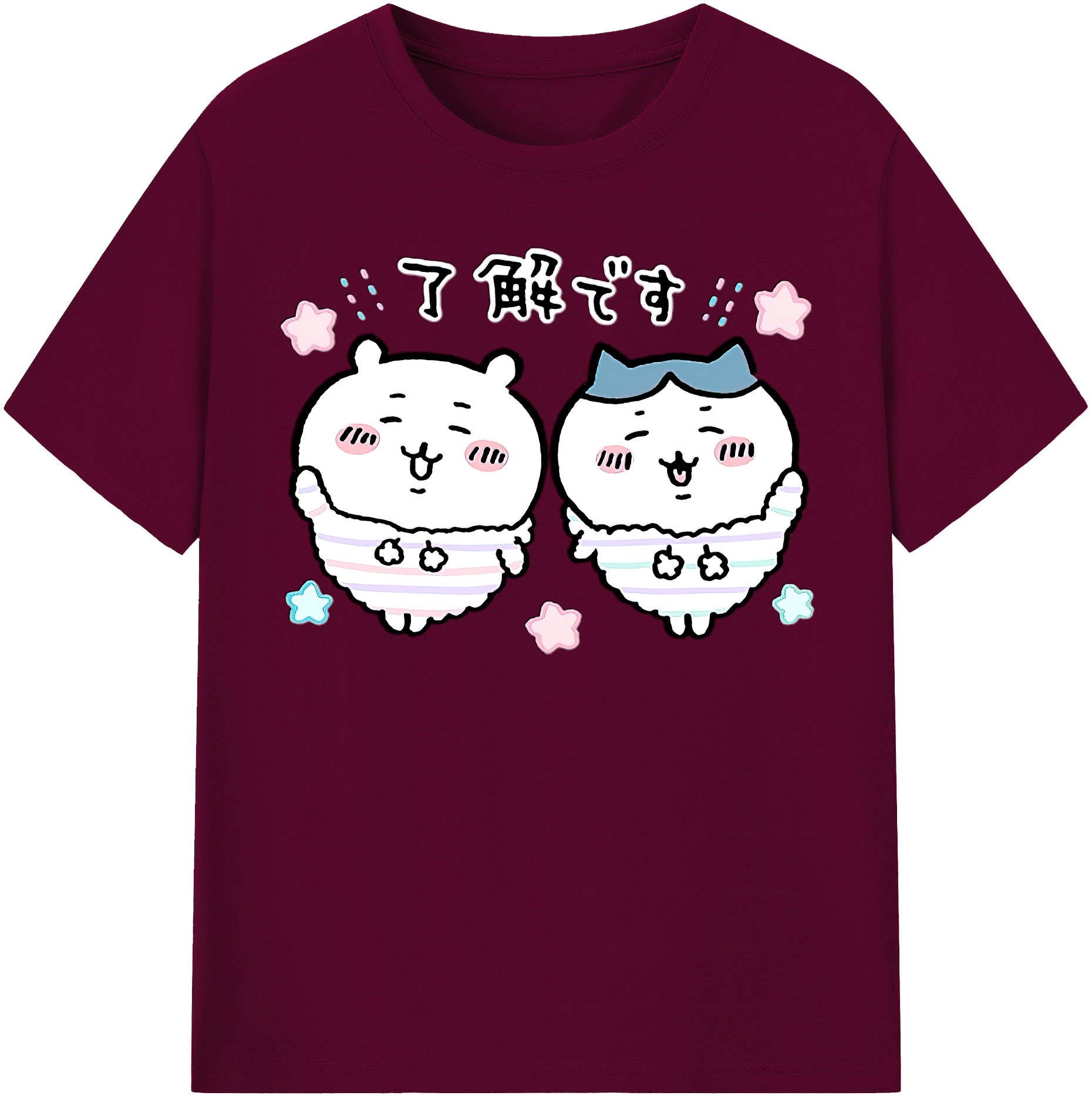 （画像用） ちいかわ ハチワレ Chii-kawa hachiware レディースカジュアルプリントTシャツ（綿100％）